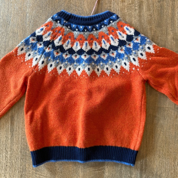 NWT Mini Boden Fair Isle orange sweater 3-4y - Picture 4 of 4